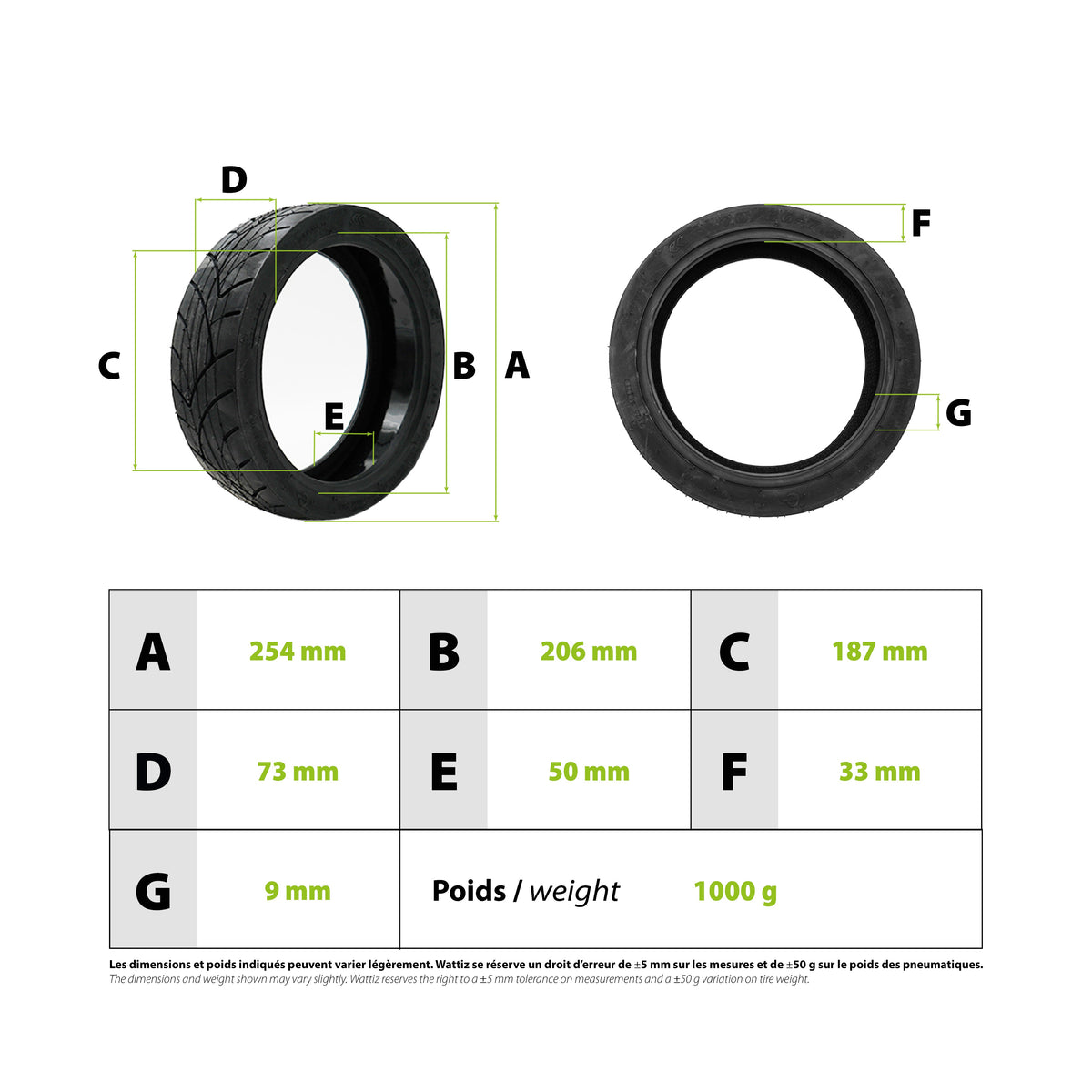 Pneu Tubeless 70/60-7.5 Gel Anti-Crevaison pour Trottinette Électrique