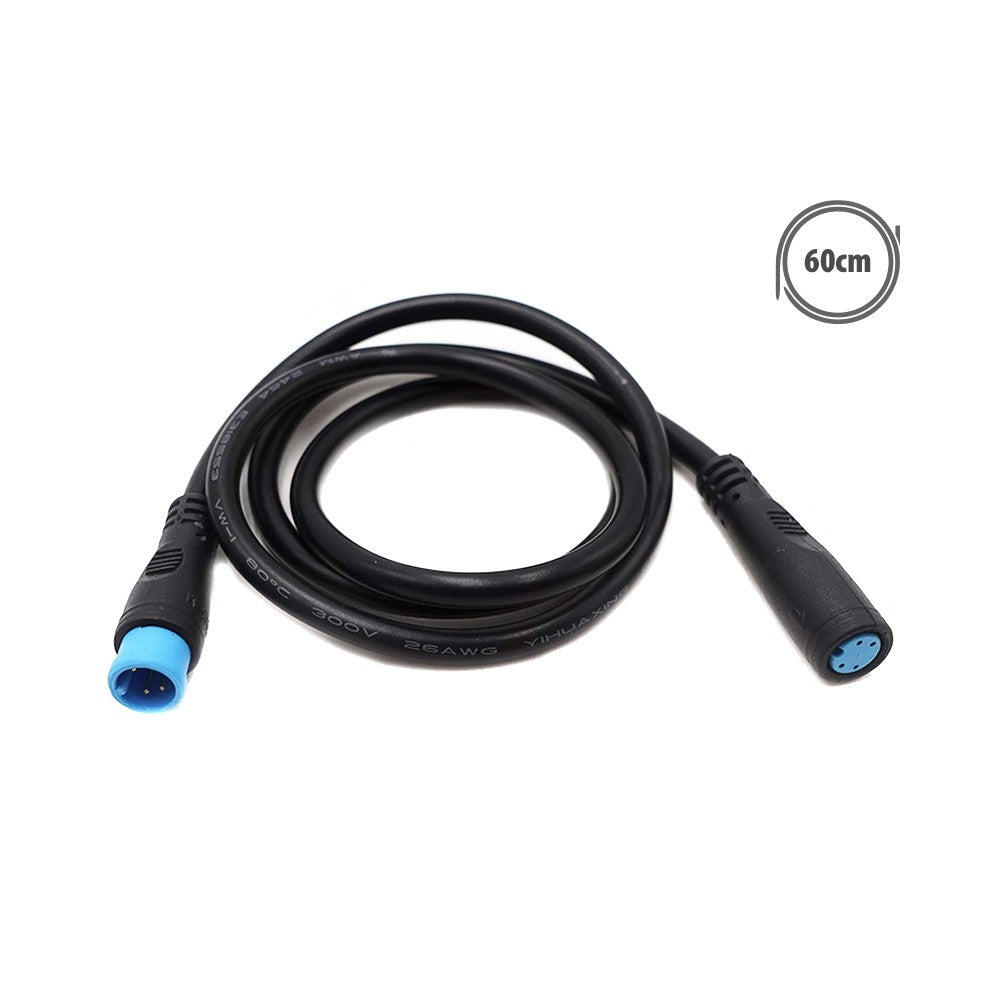 Câble étanche noir de 60 cm à 4 broches avec connecteurs bleu et noir