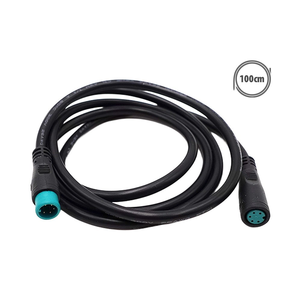 Câble d'extension étanche noir 5 pins de 100 cm avec connecteurs vert et noir