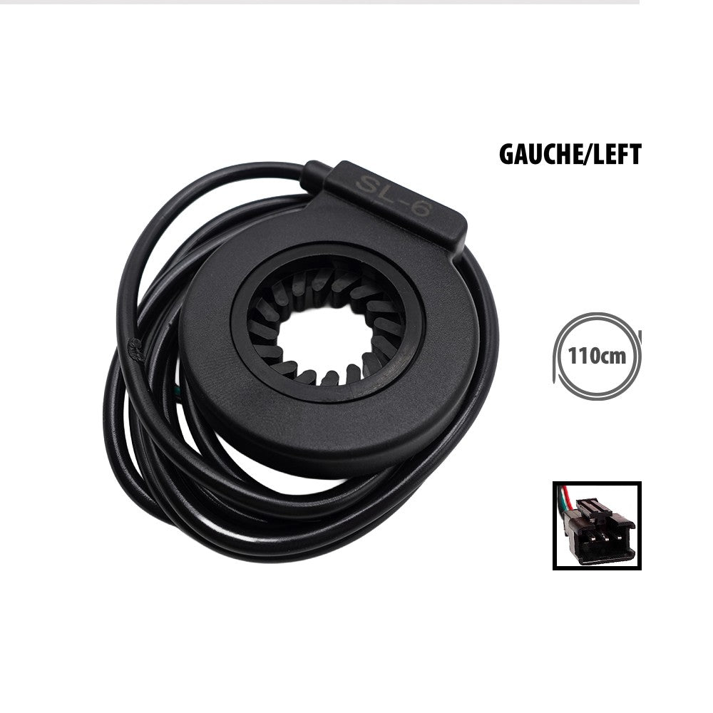 Capteur de pédalage gauche noir SL-6 avec son câble de 110 cm et son connecteur 3 broches