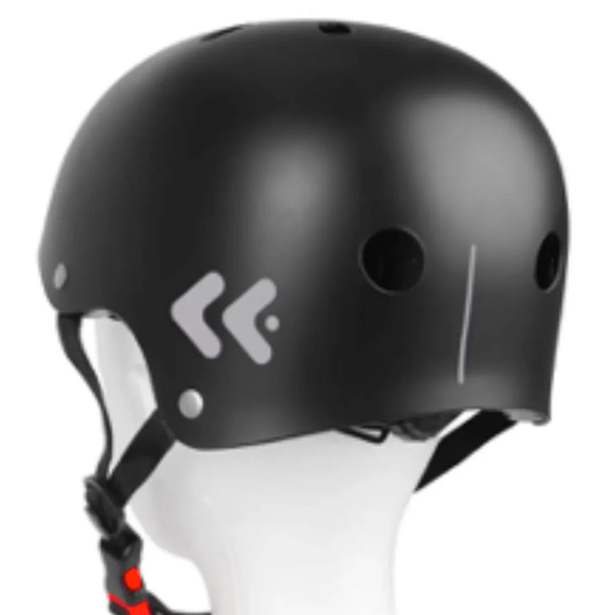 Casque multipoint noir avec motifs réfléchissants et éclairage arrière vu de dos