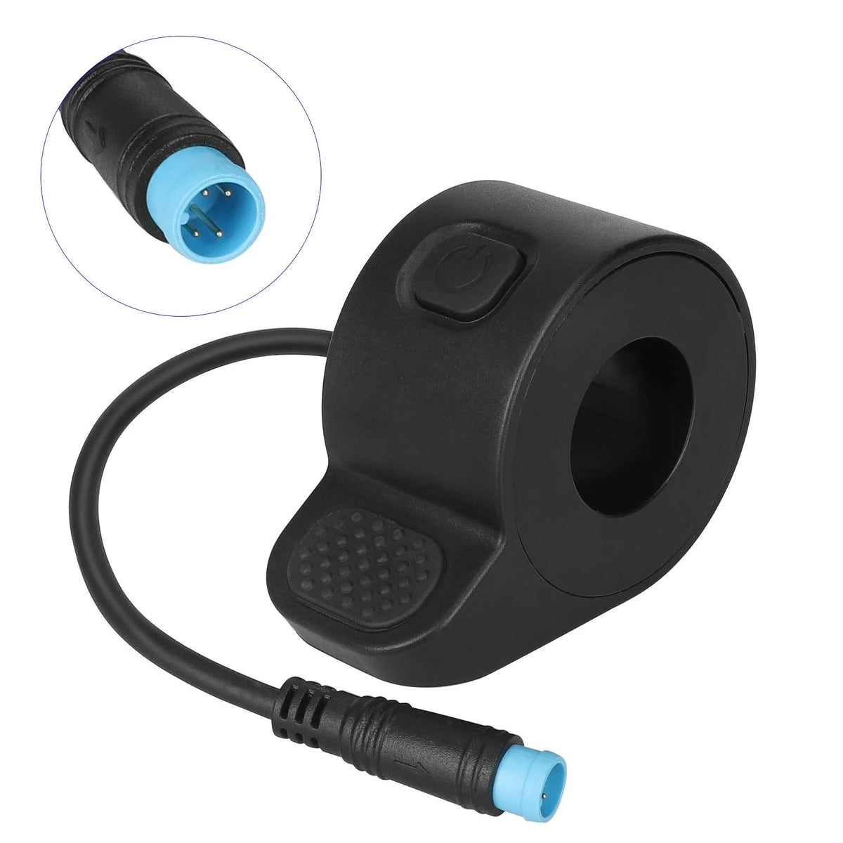 Gâchette d'accélérateur noire avec câble et prise étanche bleue 4 broches
