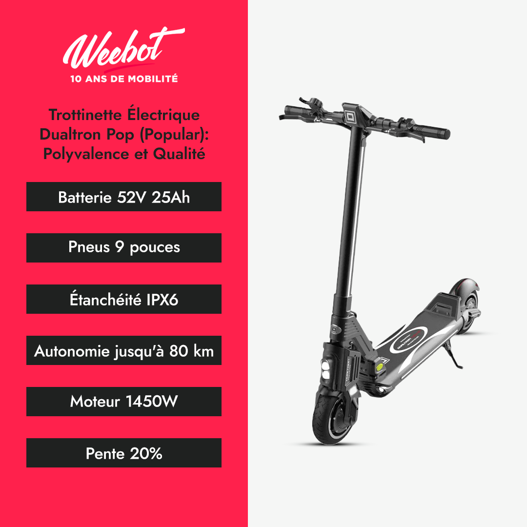 Trottinette Électrique Dualtron Pop (Popular) : Polyvalence et Qualité
