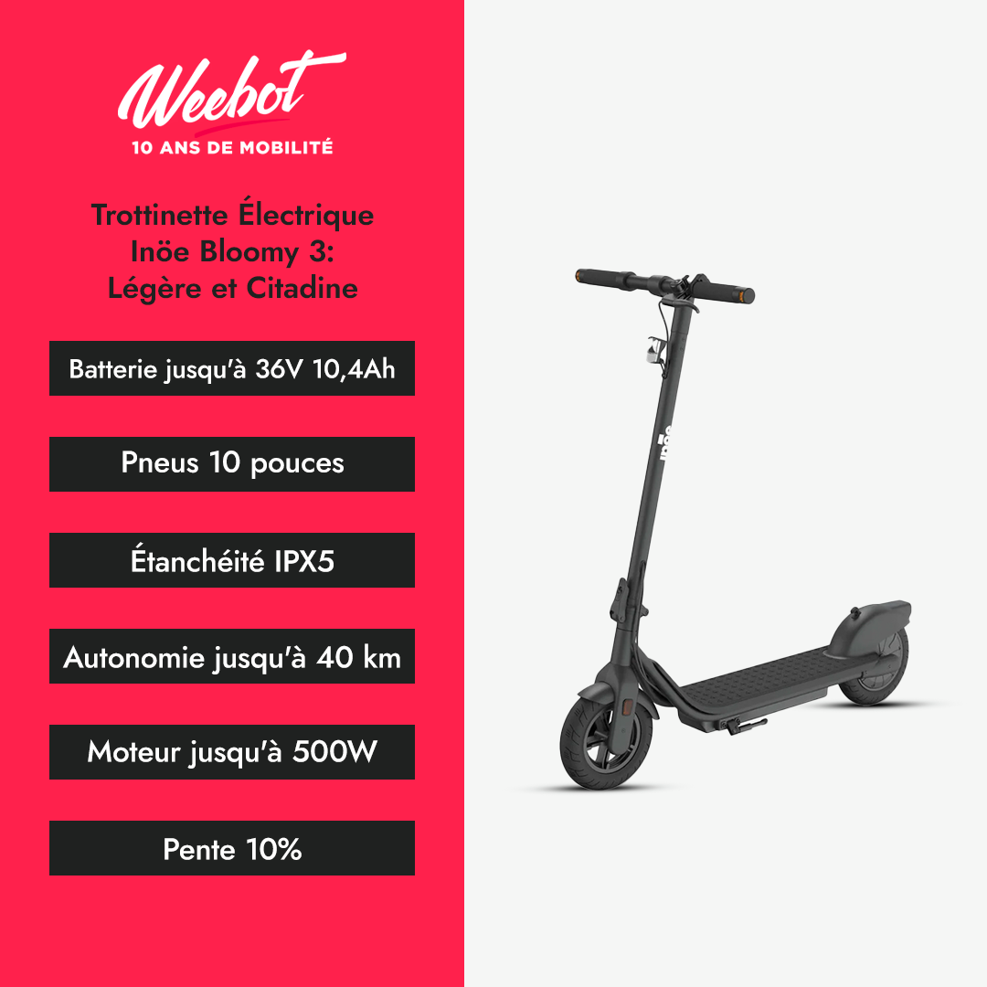 Trottinette Électrique Inöe Bloomy 3 : Légère et Citadine