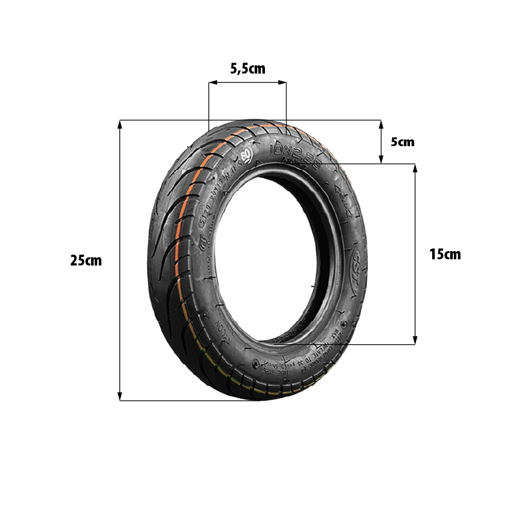 Pneu 10x2,25 Tubetype pour Trottinette Électrique