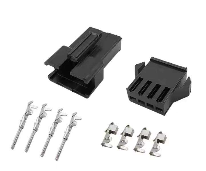 Kit de connecteurs plastiques noir SM 4 broches mâle et femelle avec cosses métalliques