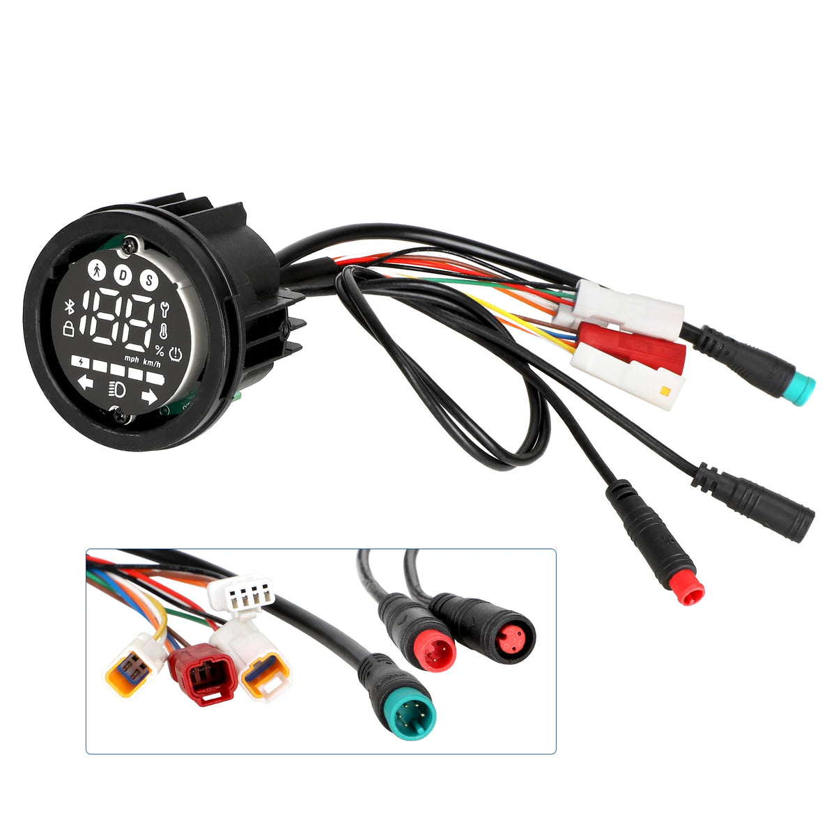 Afficheur écran LCD rond avec carte électronique Bluetooth et câbles de connexion