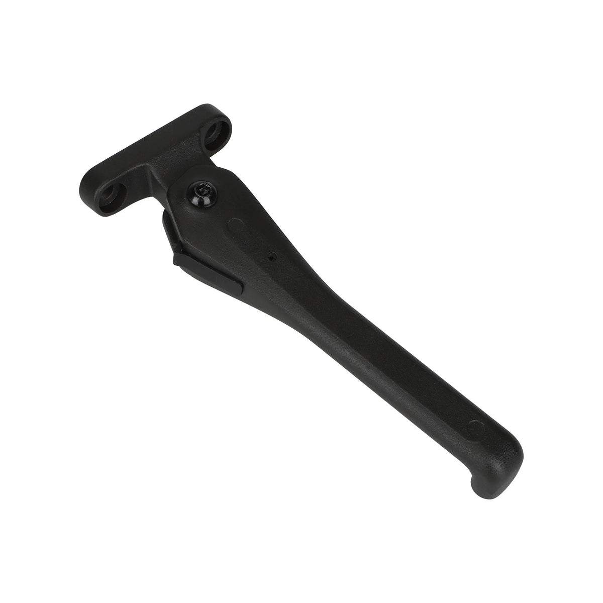 Béquille d'origine noire pour trottinette électrique vue de côté sur fond blanc