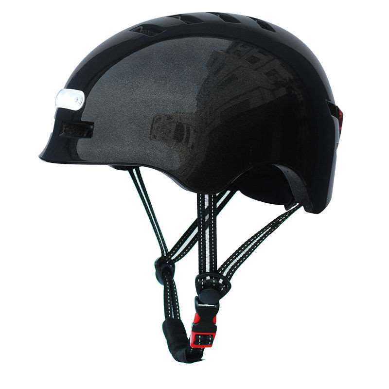 Casque avec Éclairage LED Avant et Arrière KY-Z002 Taille S, L Blanc Brillant et Noir Noir / L