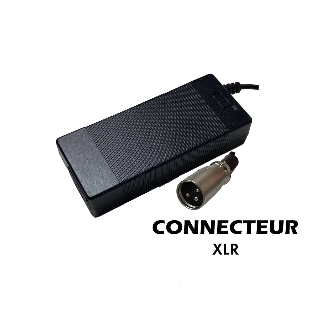 Chargeur noir 36V 2A avec connecteur XLR à trois broches pour trottinette électrique