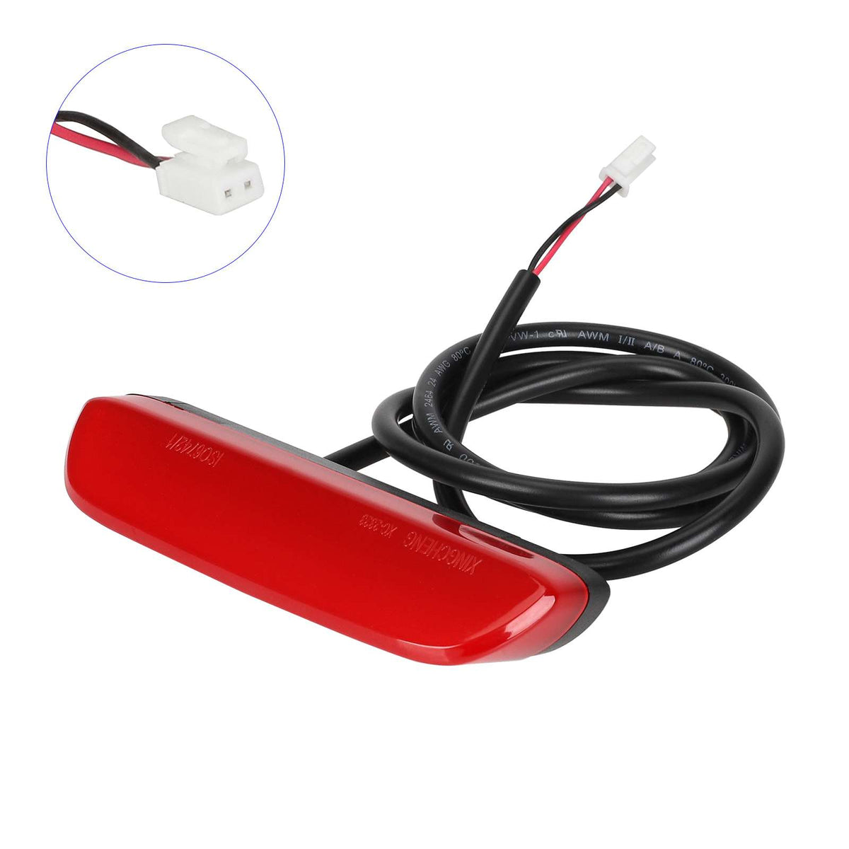 Feu arrière rouge pour trottinette électrique avec son câble et connecteur