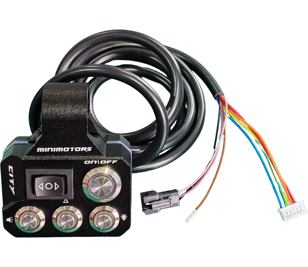 Commodo 5 fonctions noir Minimotors avec son câble pour trottinette électrique Dualtron City