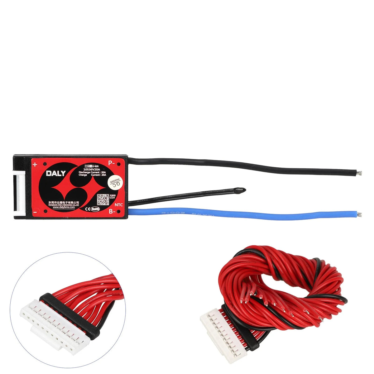 Carte BMS Daly 36V 20A 10S avec ses câbles de connexion