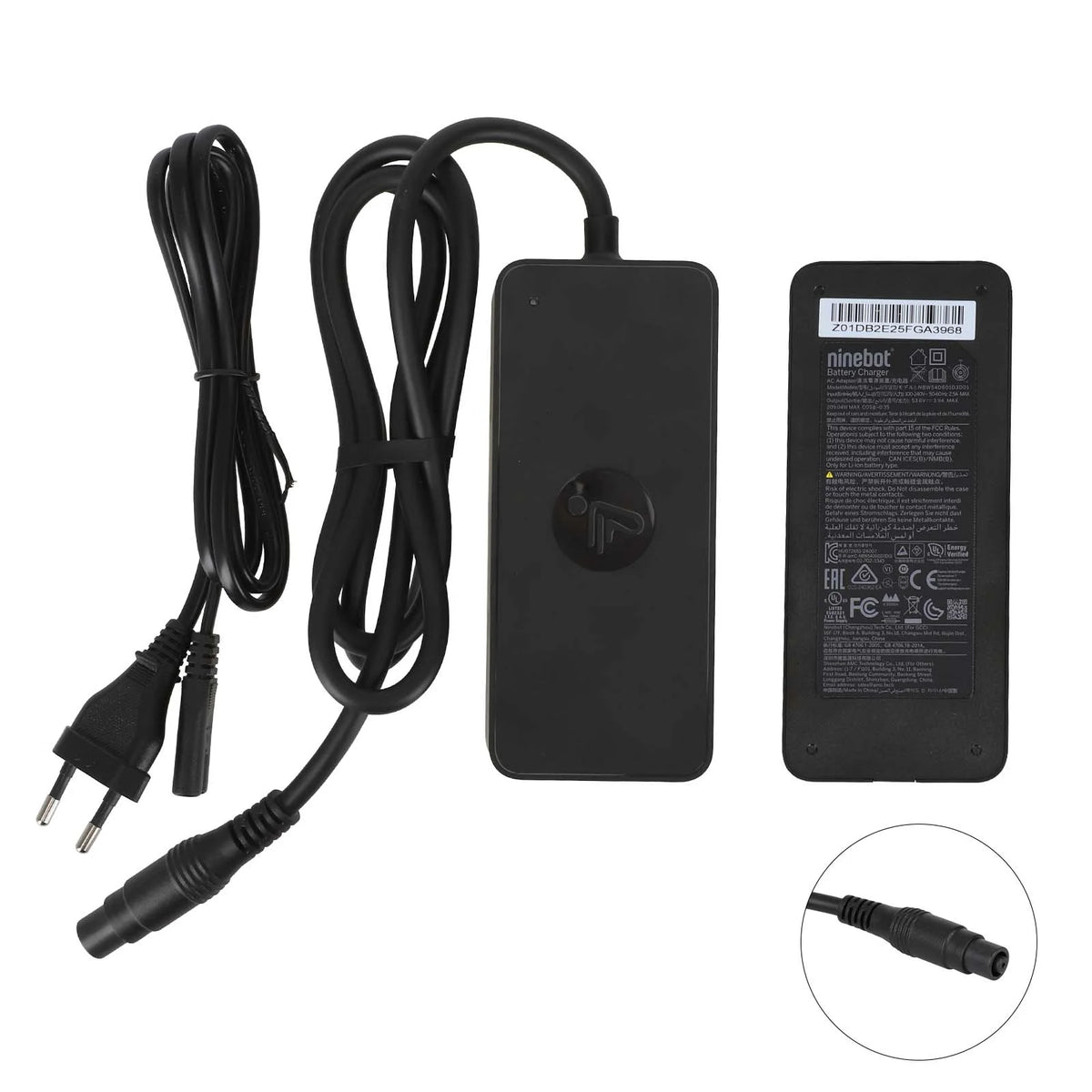 Chargeur rapide 53,6V 3,9A d'origine Ninebot avec câble secteur et embout rond