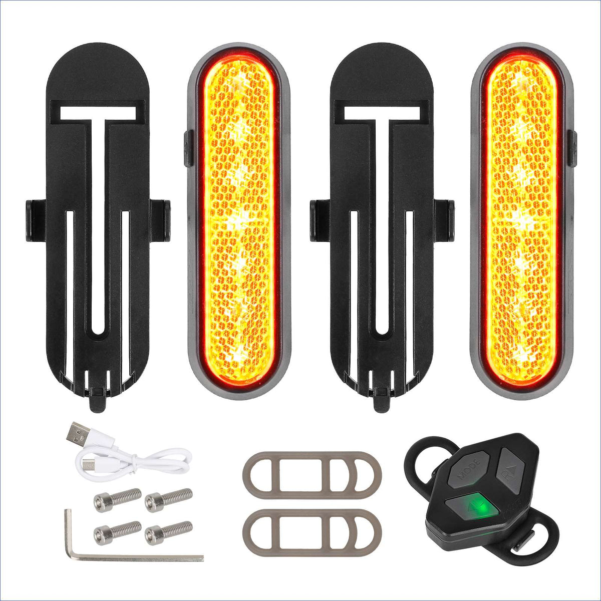 Kit de clignotants LED rechargeables avec télécommande sans fil et accessoires de fixation