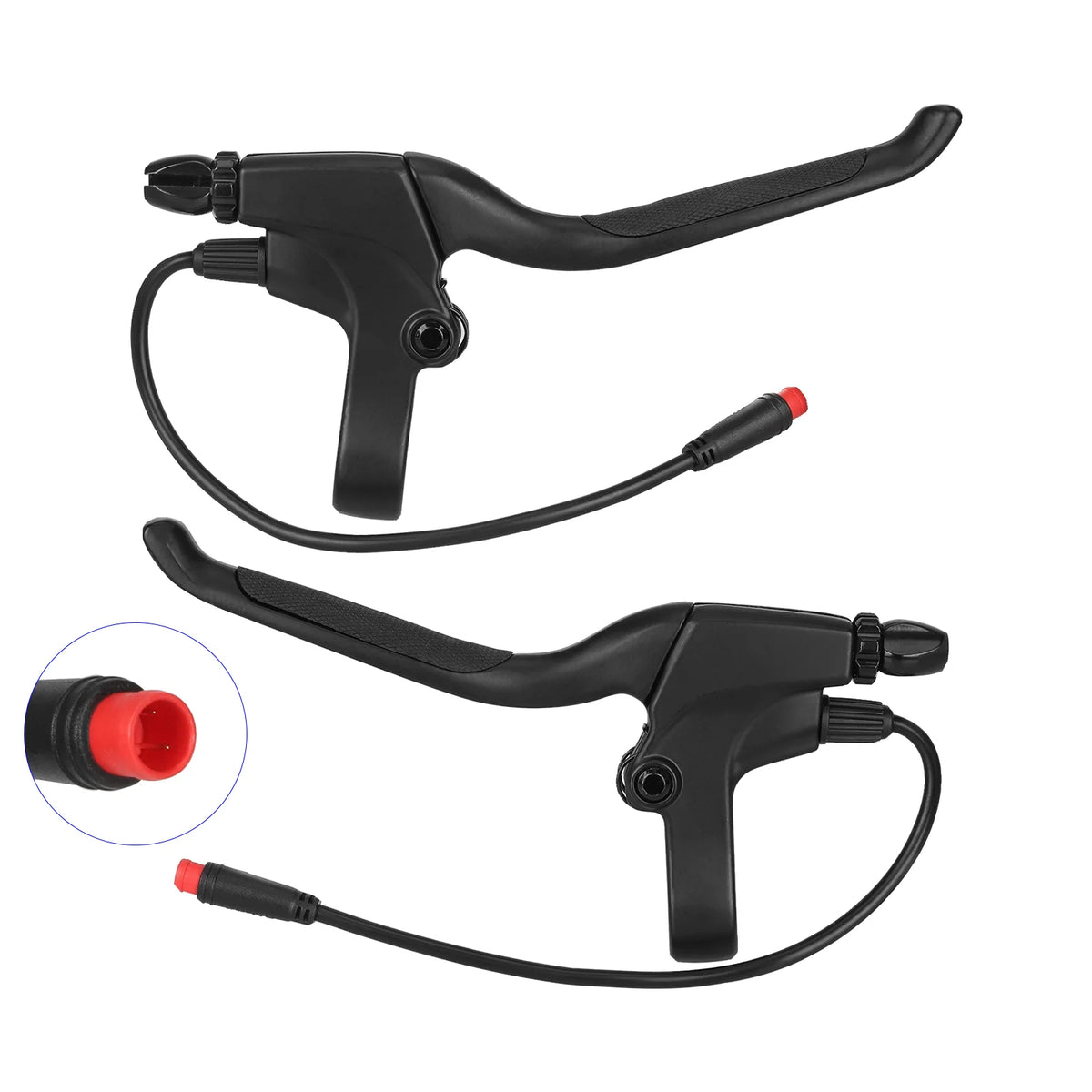 Paire de poignées de frein noires avec câble et connecteur étanche rouge 2 broches