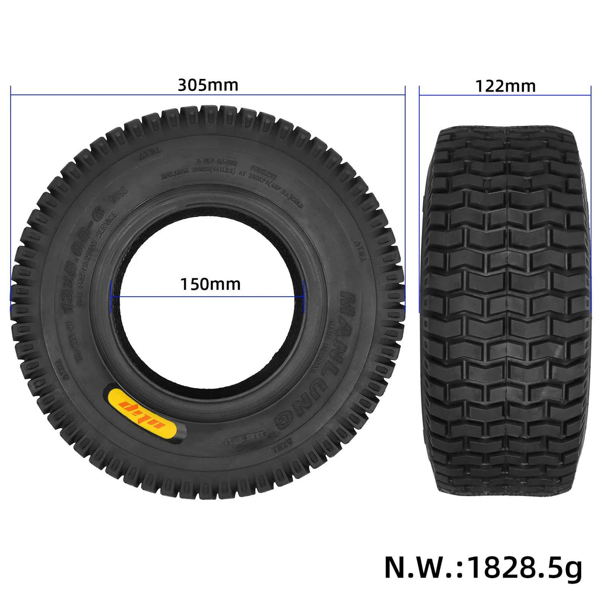 Pneu Tubeless 13 Pouces (13x5,00-6) Tout-Terrain, vue 3