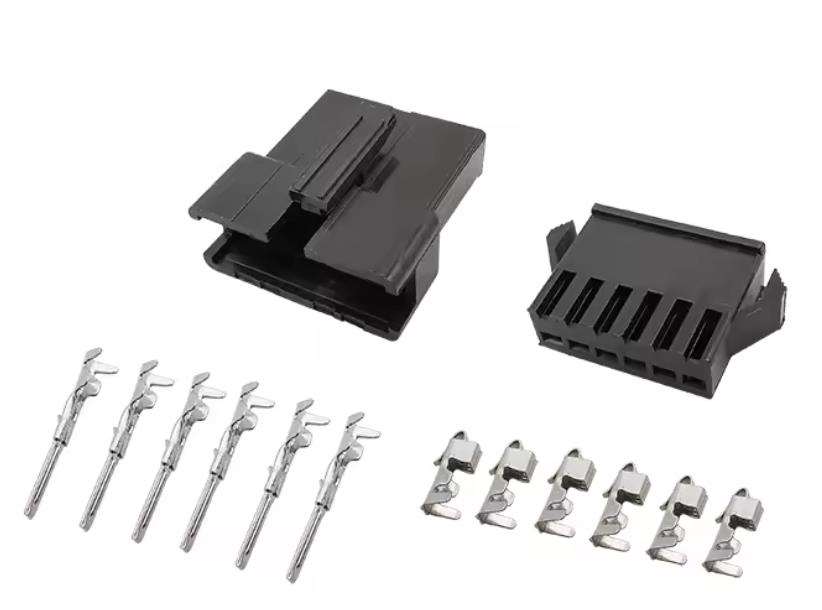 Connecteur étanche 6 broches mâle et femelle noir avec broches à sertir