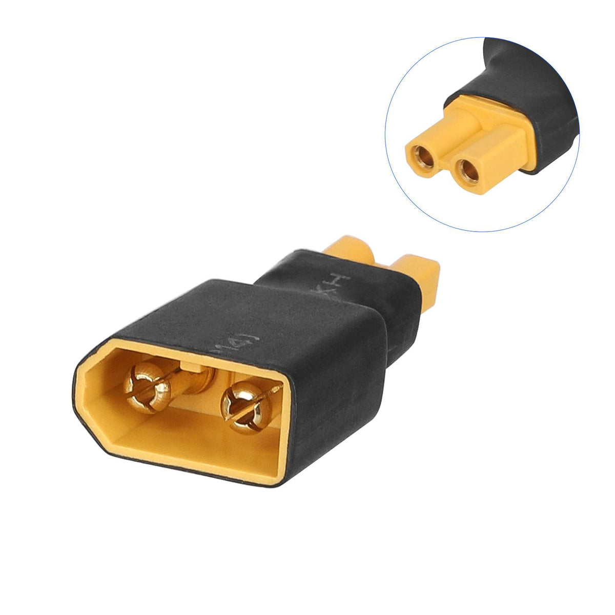 Adaptateur connecteur XT60 mâle vers XT30 femelle noir et jaune