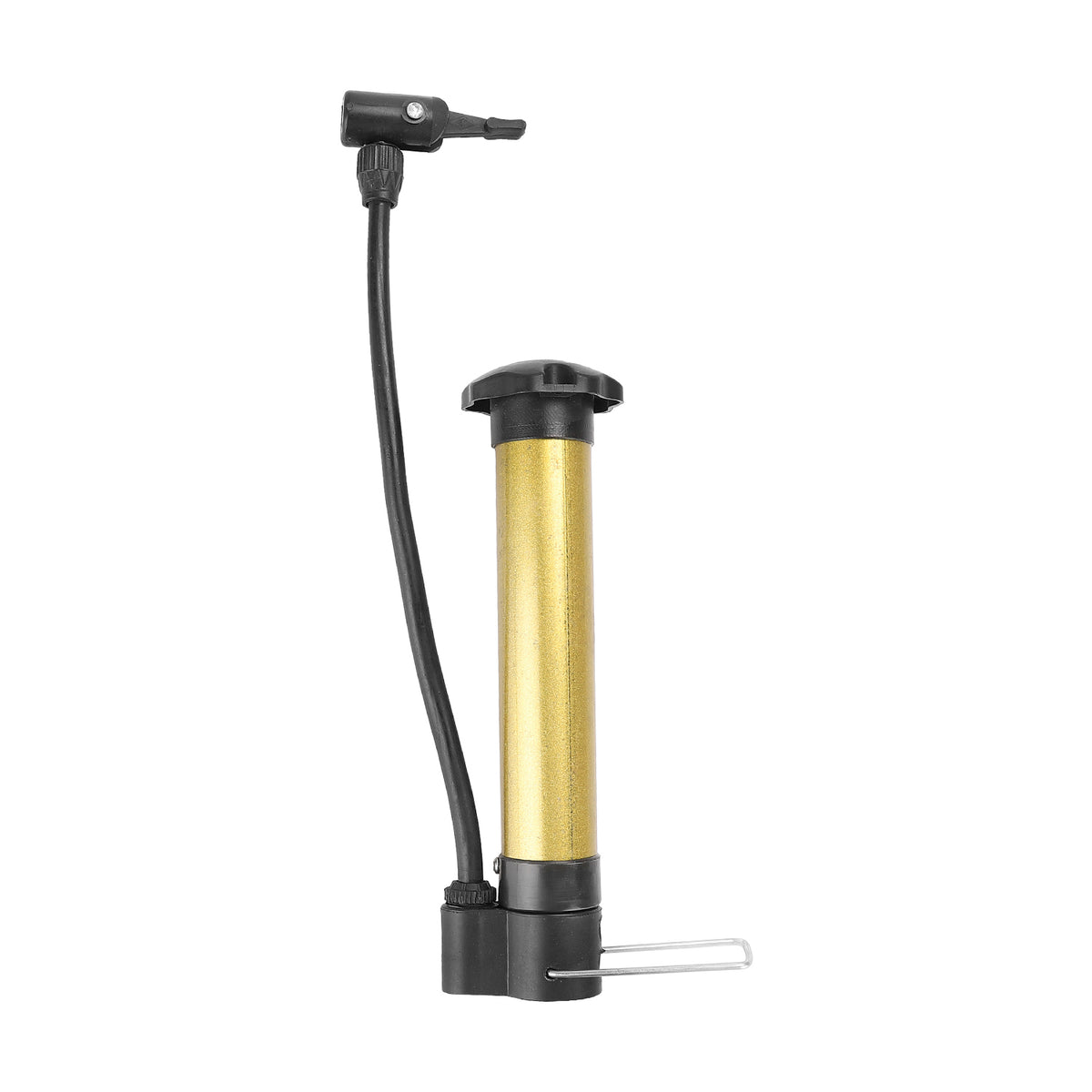 Mini pompe à main manuelle de couleur jaune avec tuyau pour trottinette et vélo