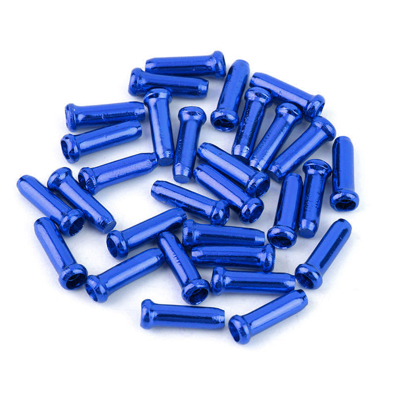 Lot d'embouts de câble de frein bleus vus de haut