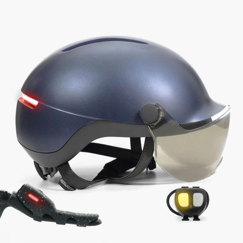 Casque OVERADE LIFE Premium Deep Blue Avec Visière et Feu Stop - Weebot