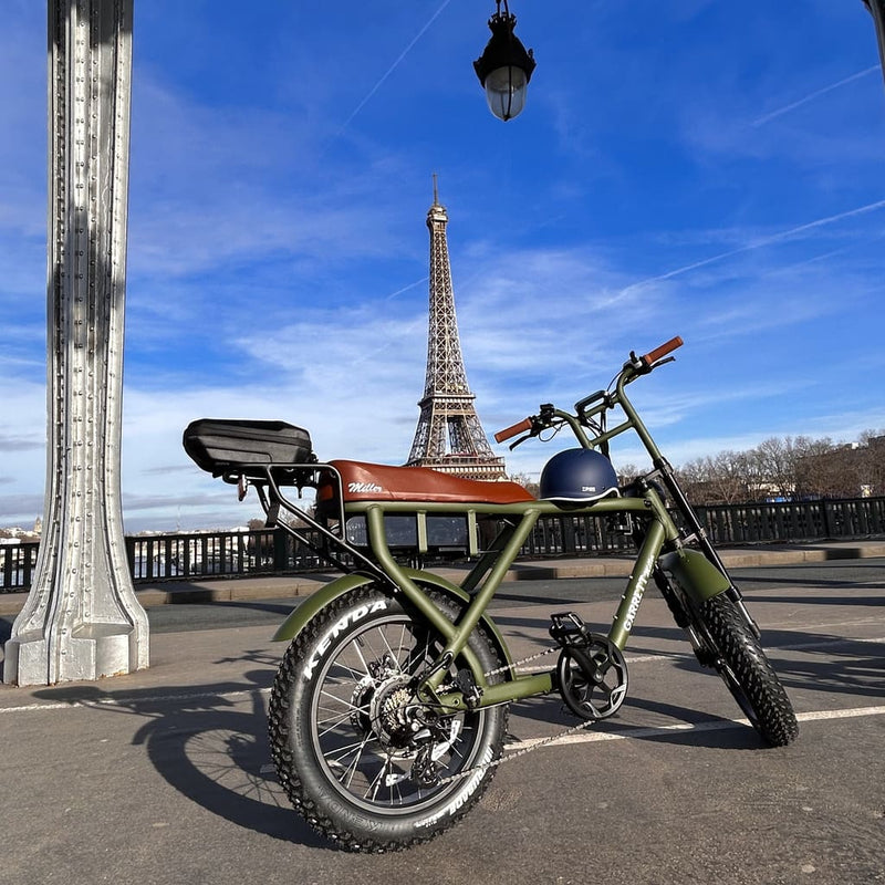vélo electrique cargo biplace Garrett Miller X couleur vert