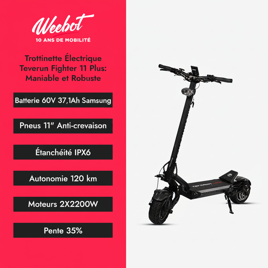 Trottinette Électrique Teverun Fighter 11 Plus descriptif