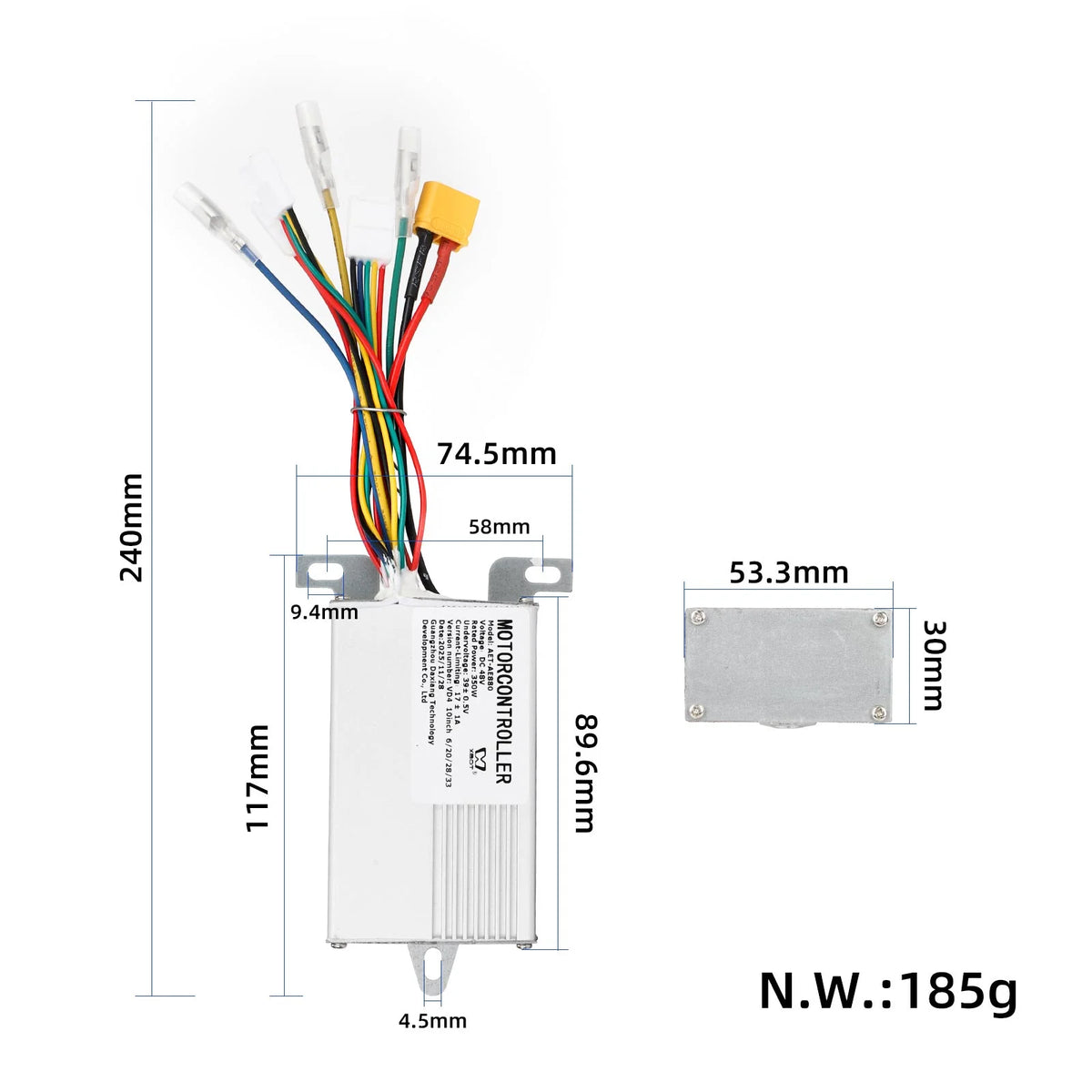 Kit Contrôleur et Afficheur Bluetooth 48V 18A avec Feux et Accélérateur, vue 2