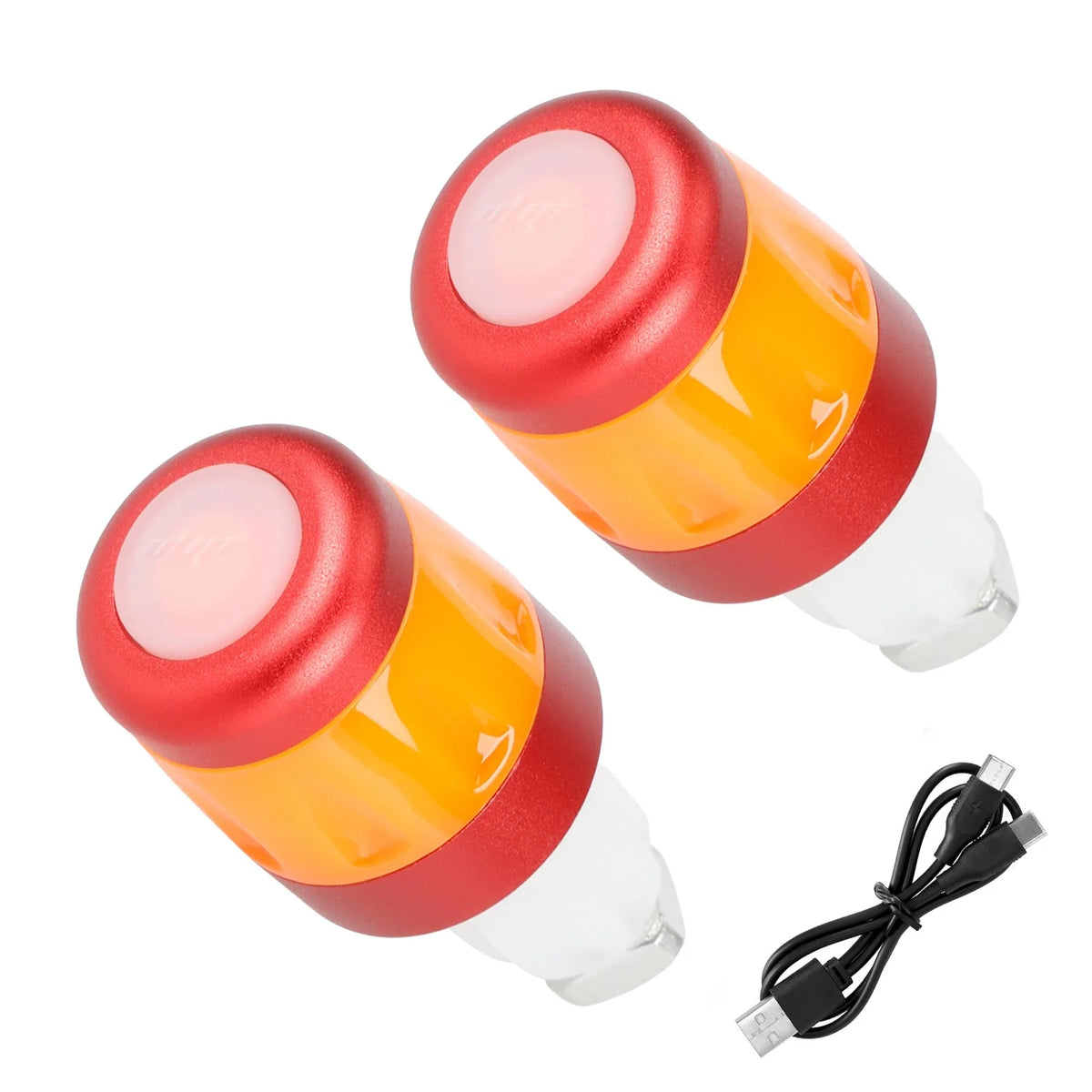 Clignotants d'Embout de Guidon LED Rechargeables USB Rouge et Orange, vue 5