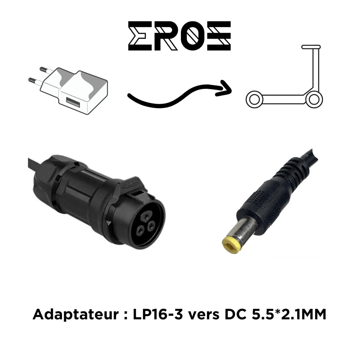 Adaptateur Universel pour Chargeur LP16 - 3 de Trottinette Électrique - Weebot