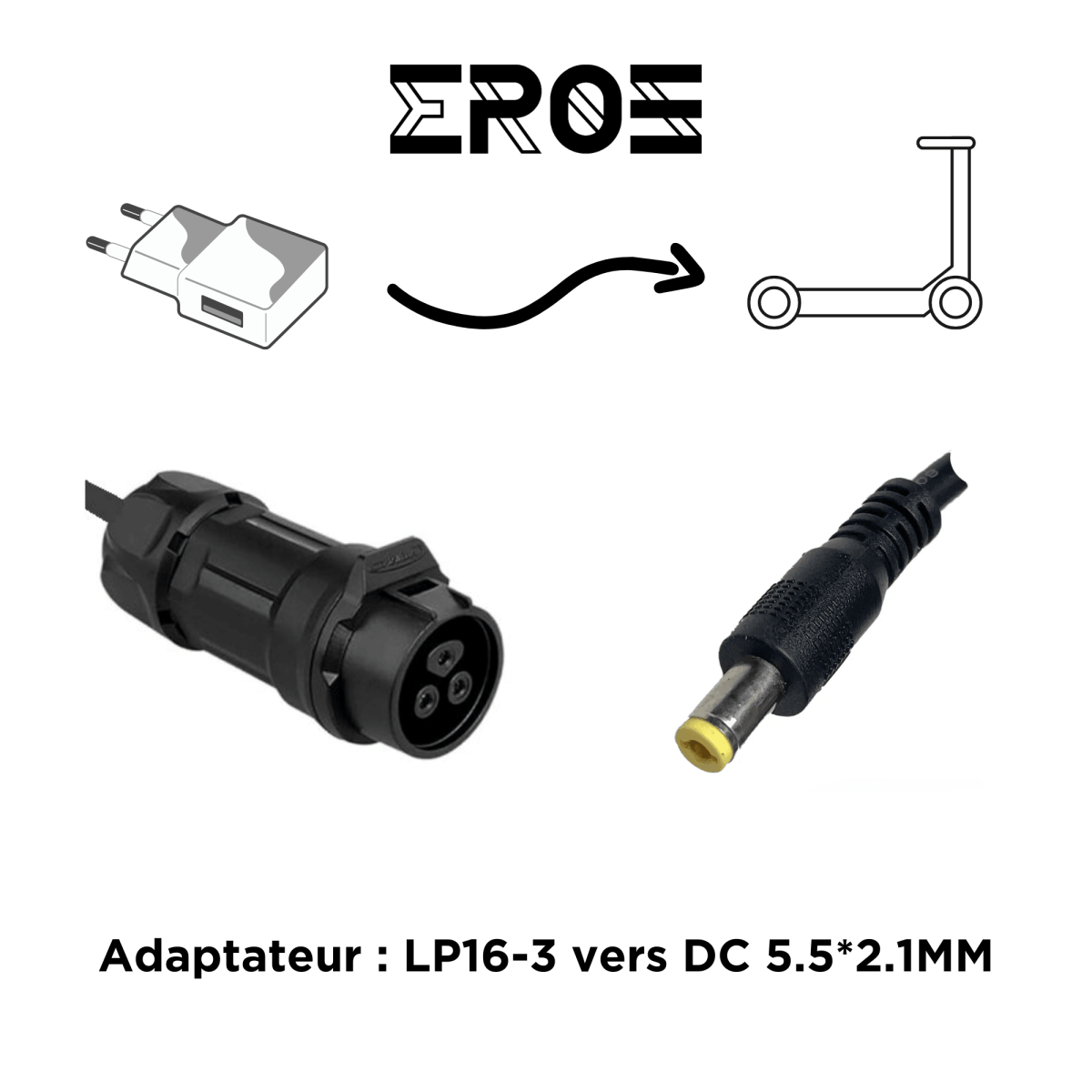 Adaptateur Universel pour Chargeur LP16 - 3 de Trottinette Électrique - Weebot