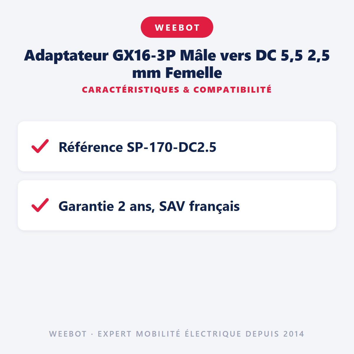 Adaptateur GX16-3P Mâle vers DC 5,5 2,5 mm Femelle : caractéristiques et compatibilité
