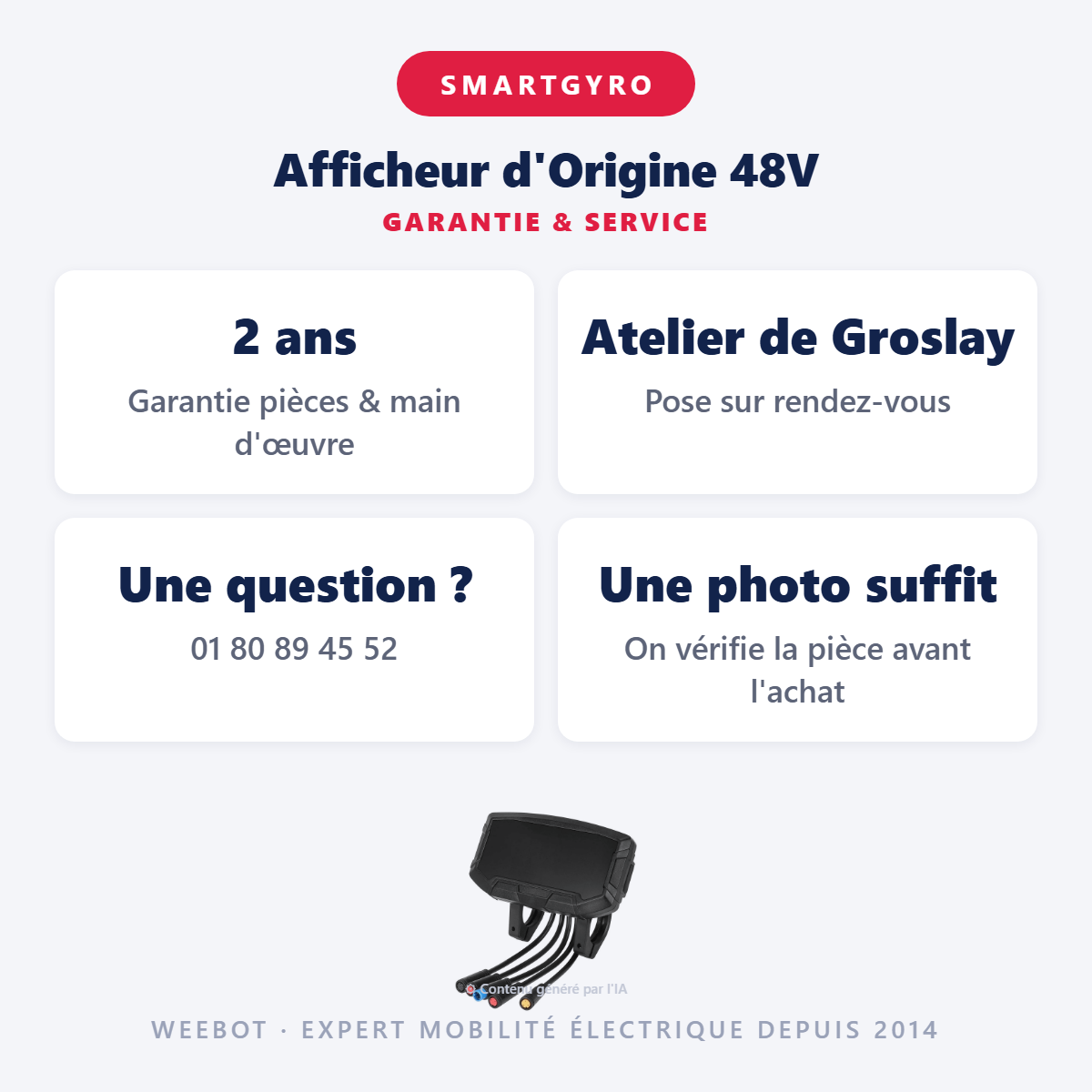 Afficheur d'Origine 48V : garantie 2 ans et service après-vente