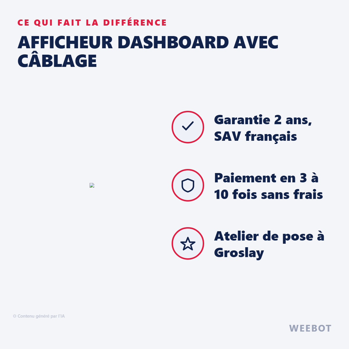 Afficheur Dashboard avec Câblage : les points forts