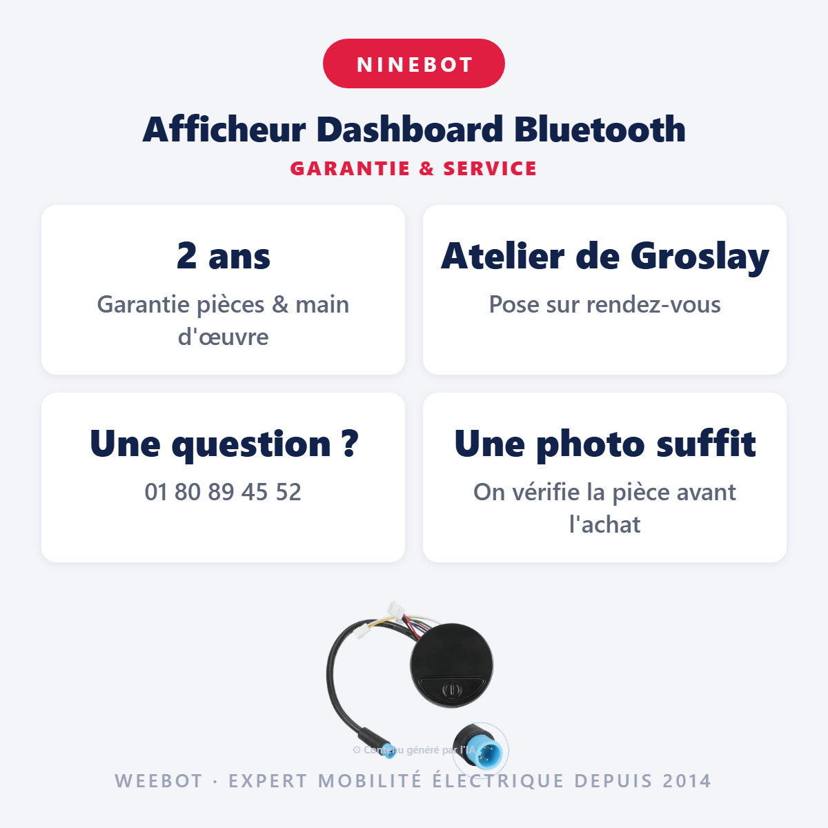 Afficheur Dashboard Bluetooth : garantie 2 ans et service après-vente