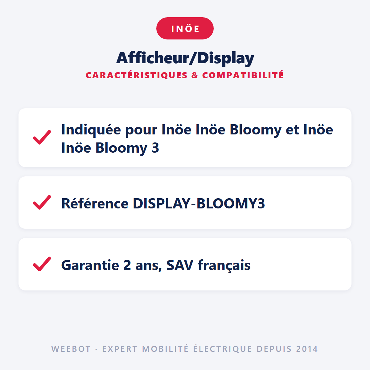 Afficheur/Display pour Trottinette Électrique Inöe Bloomy 3 - Weebot