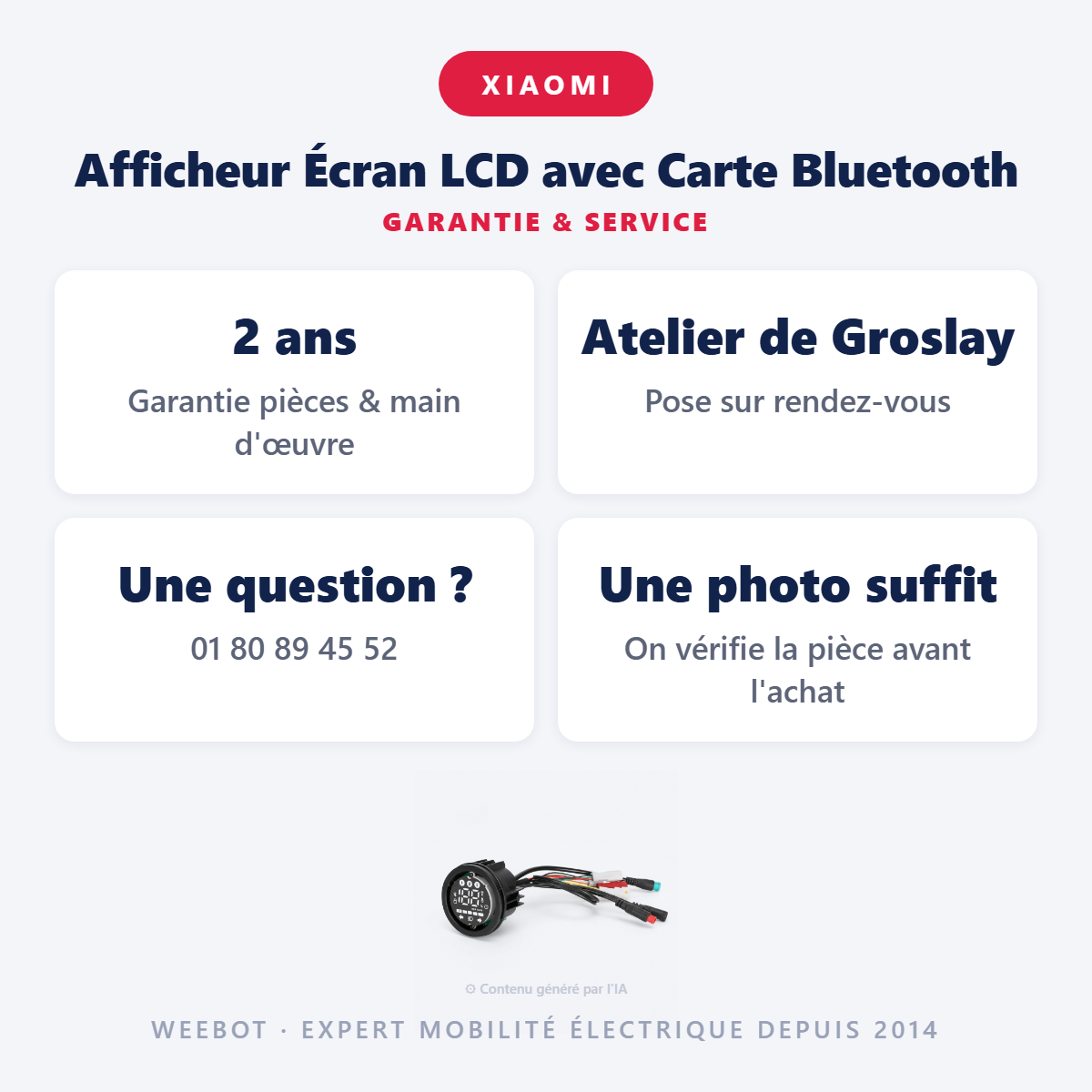 Afficheur Écran LCD avec Carte Bluetooth : garantie 2 ans et service après-vente