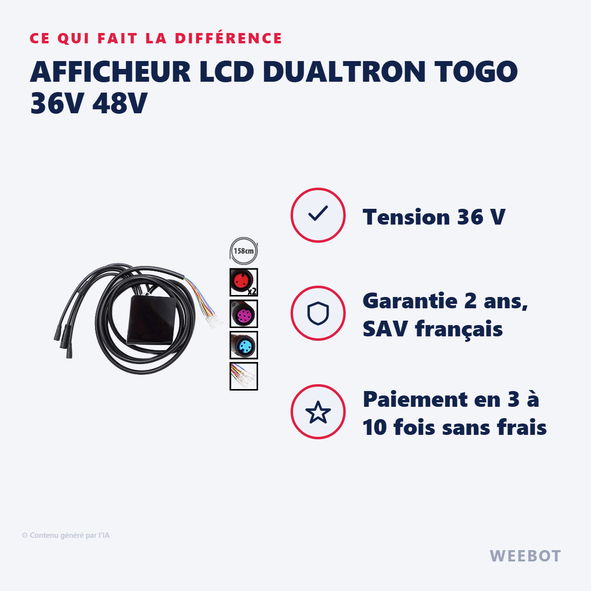 Afficheur LCD Dualtron Togo 36V 48V : les points forts