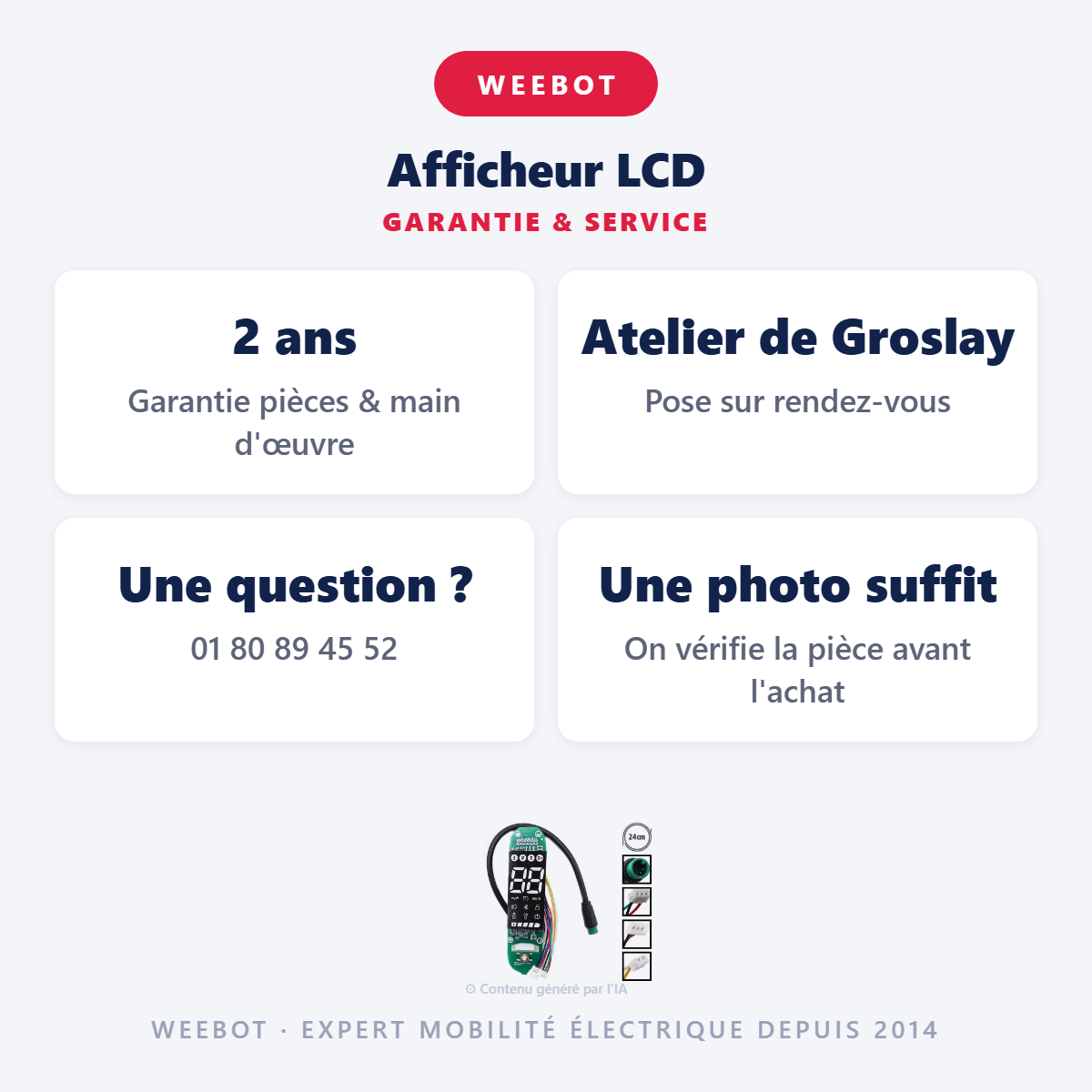 Afficheur LCD : garantie 2 ans et service après-vente