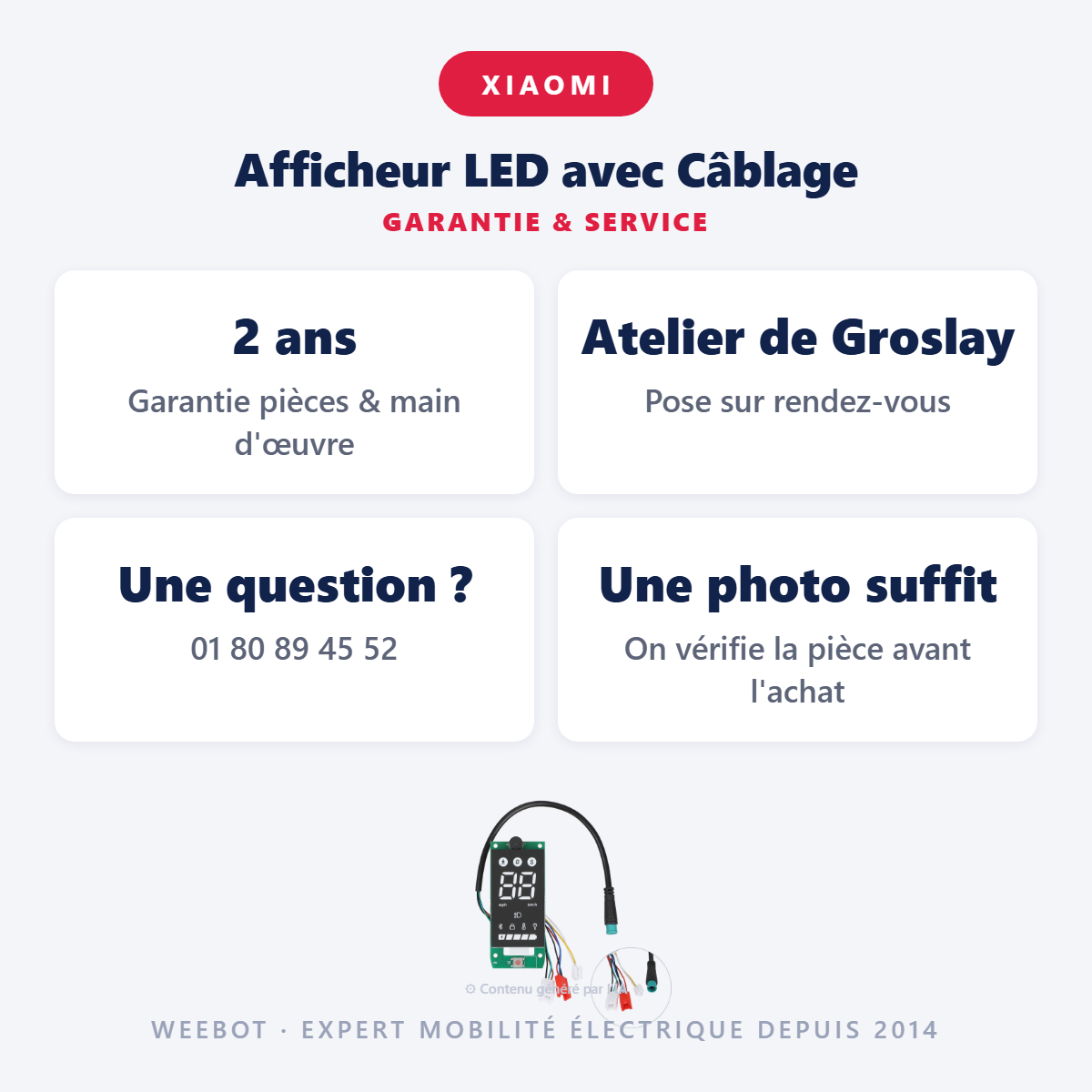 Afficheur LED avec Câblage : garantie 2 ans et service après-vente