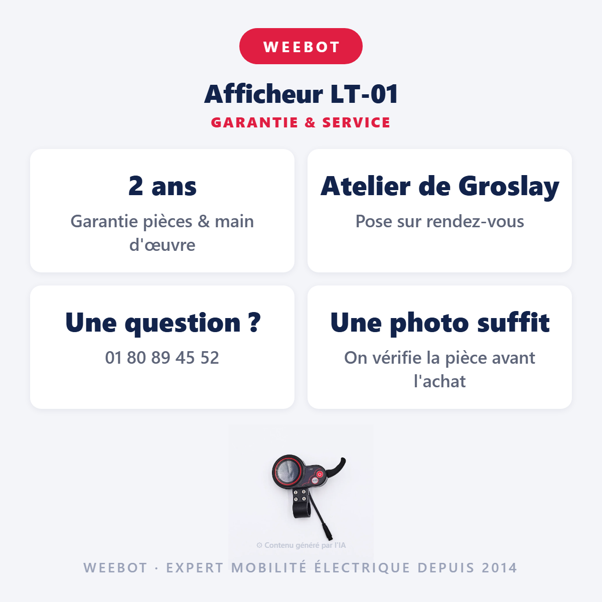 Afficheur LT-01 : garantie 2 ans et service après-vente