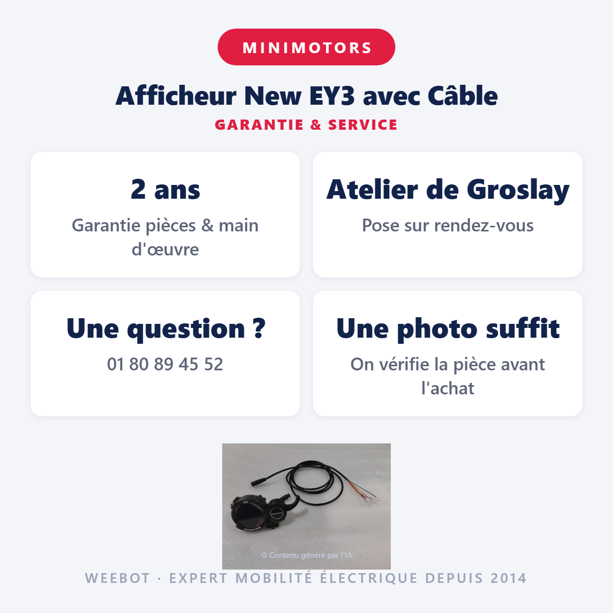Afficheur New EY3 avec Câble : garantie 2 ans et service après-vente