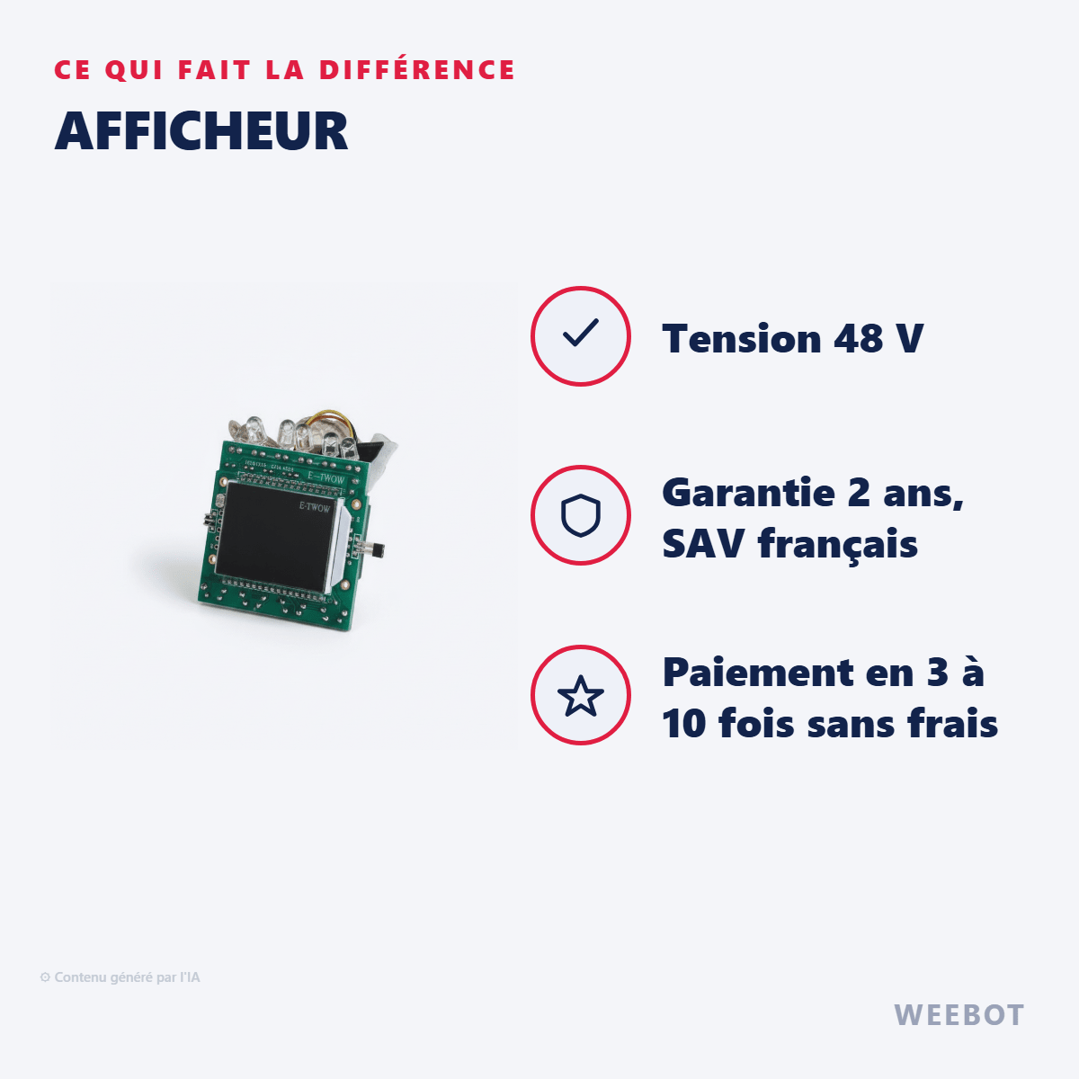 Afficheur pour Trottinette Electrique E-Twow GT SE (48V) - Weebot