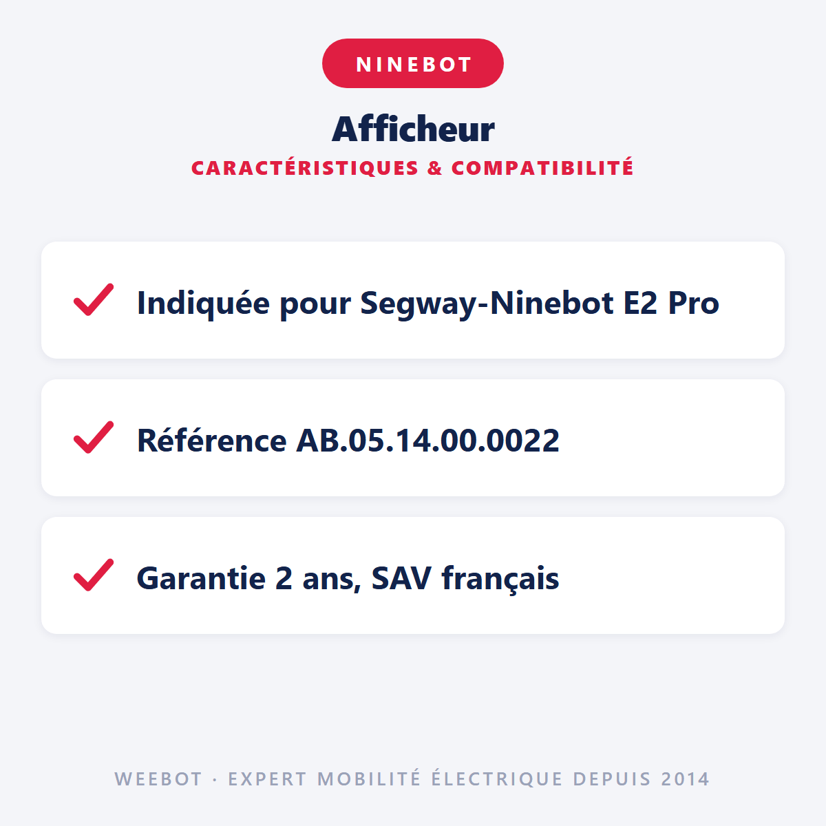 Afficheur Pour Trottinette Électrique Ninebot Segway E2 Pro - Weebot