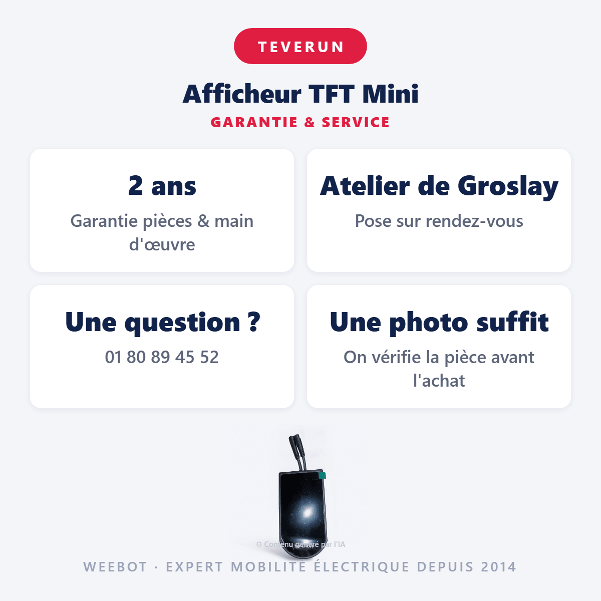 Afficheur TFT Mini pour Trottinette Electrique Fighter Mini - Teverun - Weebot