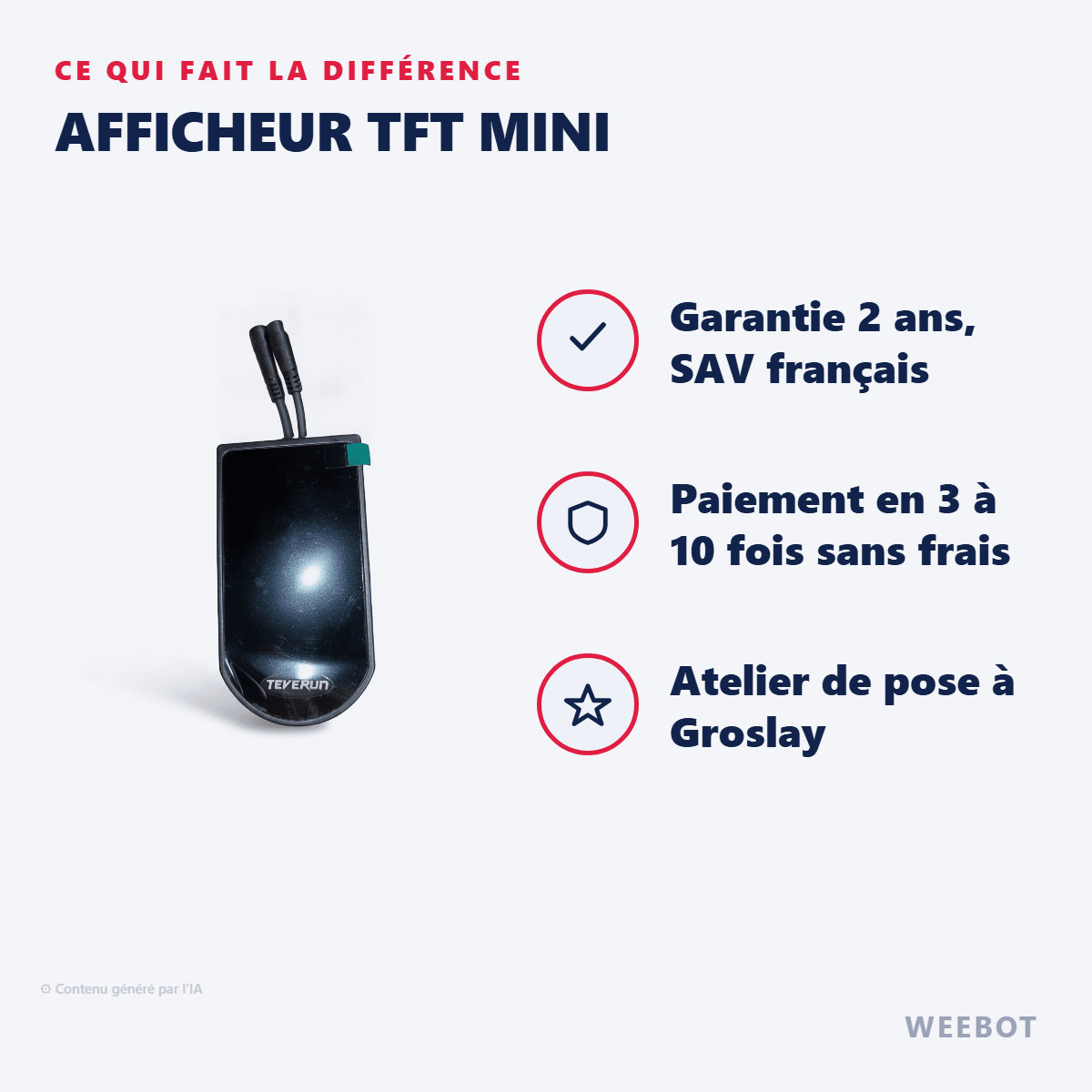 Afficheur TFT Mini pour Trottinette Electrique Fighter Mini - Teverun - Weebot