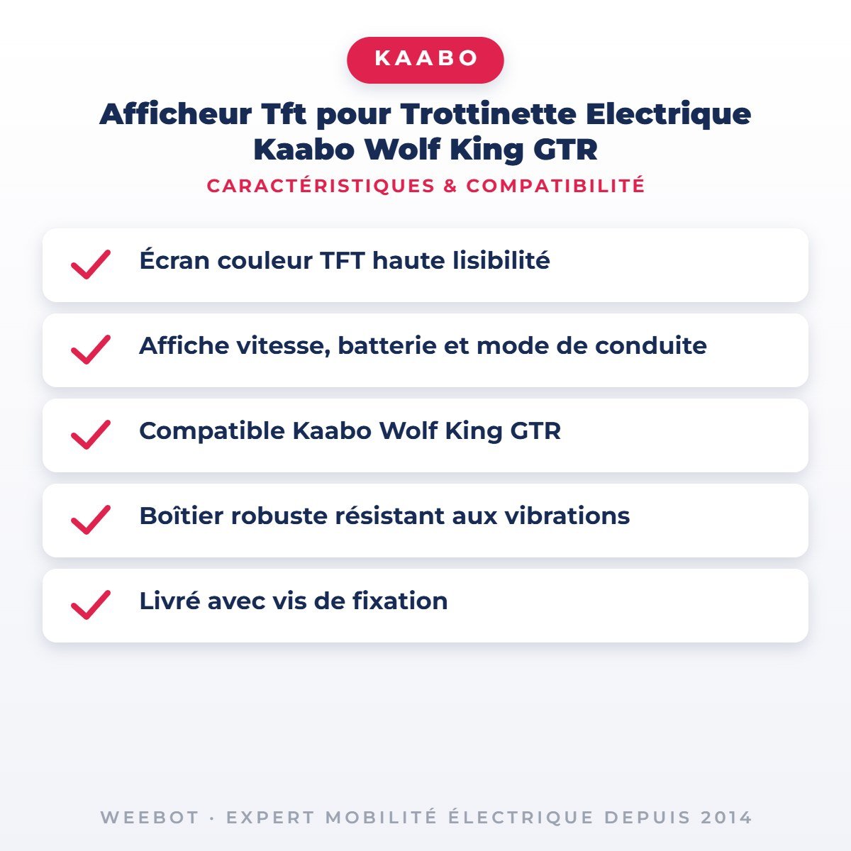 Afficheur Tft pour Trottinette Electrique Kaabo Wolf King GTR - Weebot
