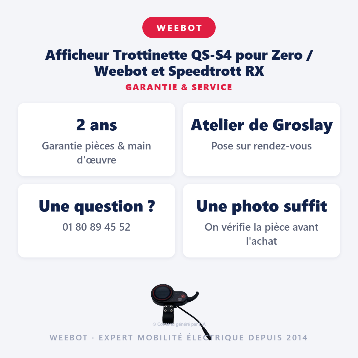 Afficheur Trottinette QS-S4 pour Zero / Weebot et Speedtrott RX : garantie 2 ans et service après-vente