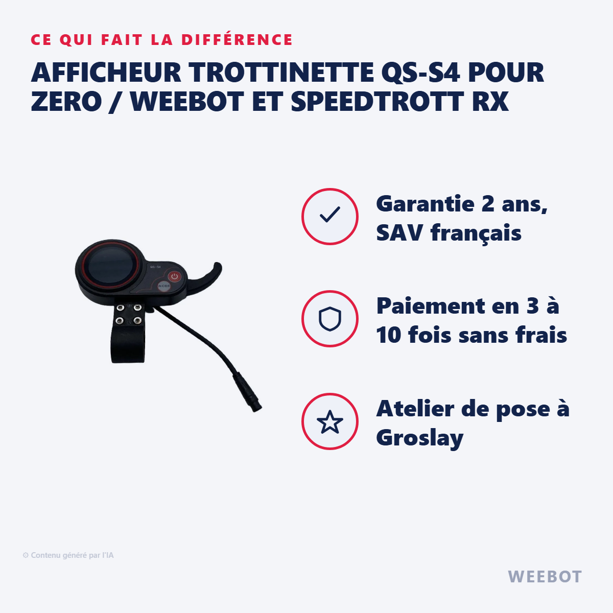Afficheur Trottinette QS-S4 pour Zero / Weebot et Speedtrott RX : les points forts